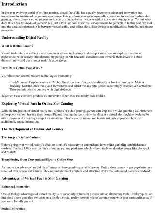 Exploring Online Fact in Online Slot Pc Gaming