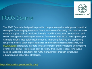 Education Provation Life - PCOS Course