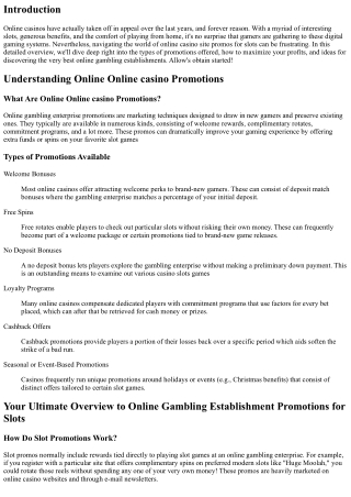 Your Ultimate Guide to Online Online Casino Promotions for Slots
