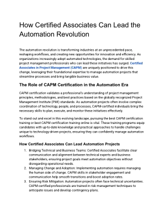 How Certified Associates Can Lead the Automation Revolution