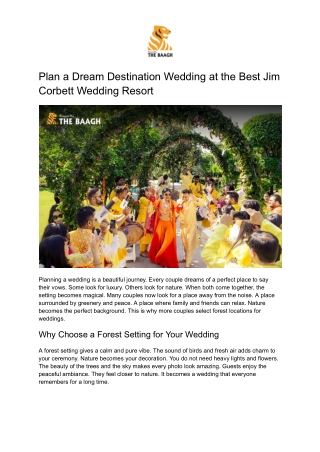 Plan a Dream Destination Wedding at the Best Jim Corbett Wedding Resort
