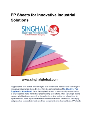PP Sheets for Innovative Industrial Solutions