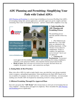 ADU Planning and Permitting: Simplifying Your Path with United ADUs