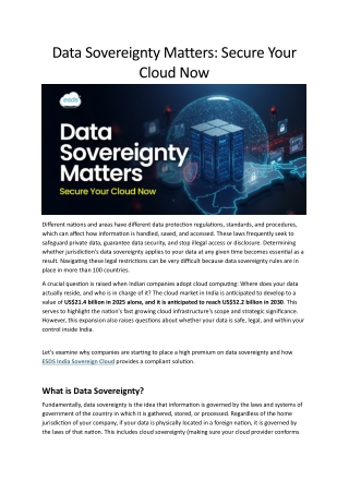 Why Data Sovereignty Is a Must-Have for Cloud Adoption in India