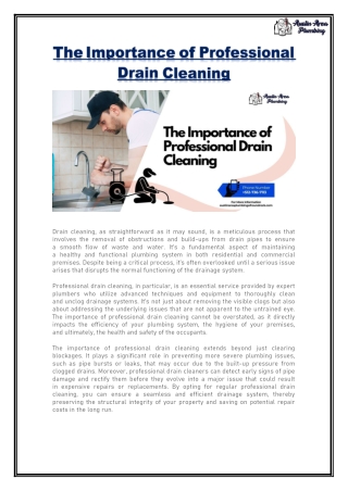 The Importance of Professional Drain Cleaning