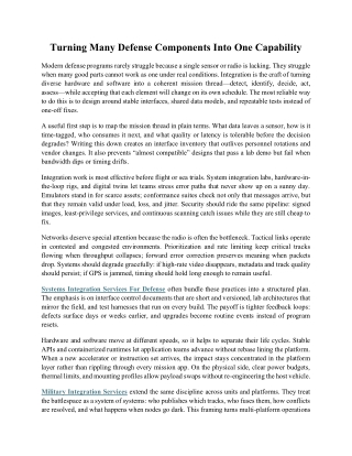 Turning Many Defense Components Into One Capability