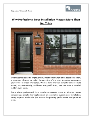 Why Professional Door Installation Matters More Than You Think