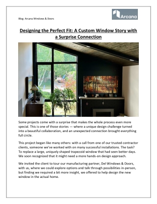 Designing the Perfect Fit A Custom Window Story with a Surprise Connection