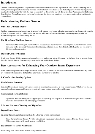 Best Accessories for Enhancing Your Outdoor Sauna Experience