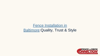 Fence Installation in Baltimore