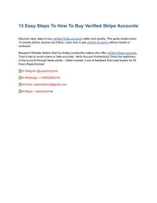 13 Easy Steps To How To Buy Verified Stripe Accounts