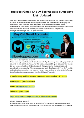 Top Best Gmail ID Buy Sell Website buytoppva List  Updated