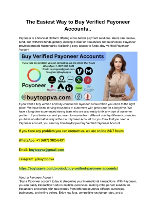 The Easiest Way to Buy Verified Payoneer Accounts..