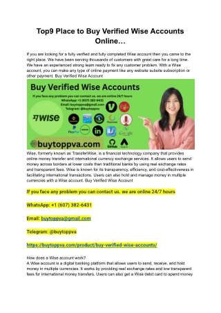 Top9 Place to Buy Verified Wise Accounts Online…