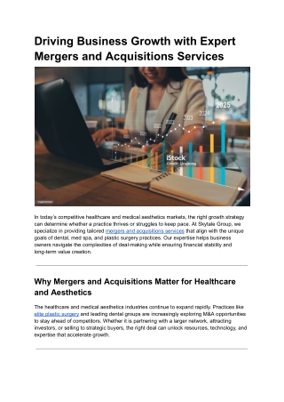 Driving Business Growth with Expert Mergers and Acquisitions Services