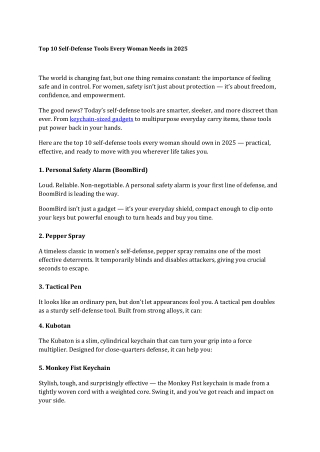 Top 10 Self-Defense Tools Every Woman Needs in 2025