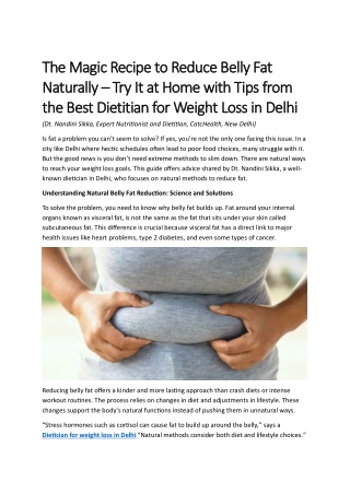 The Magic Recipe to Reduce Belly Fat Naturally