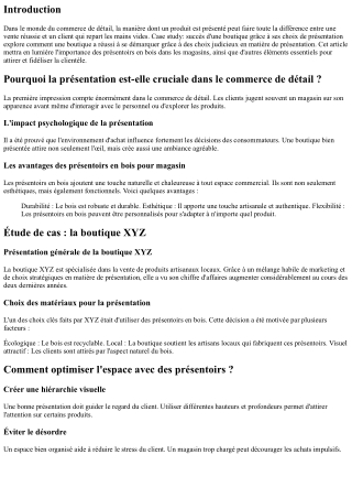 Case study: succès d'une boutique grâce à ses choix de présentation