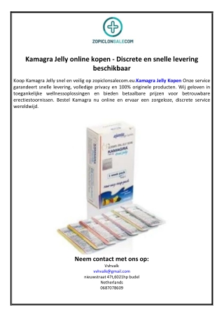 Kamagra Jelly online kopen - Discrete en snelle levering beschikbaar