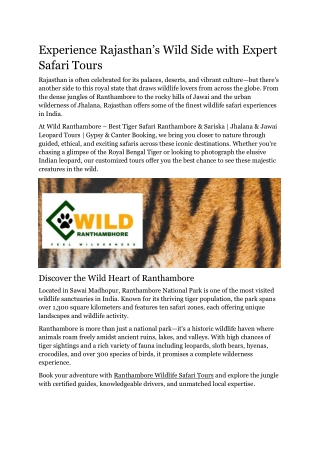 Sariska Jeep Safari Tours