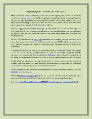 Why Acrylic Signs Are a Smart Choice for Modern Spaces