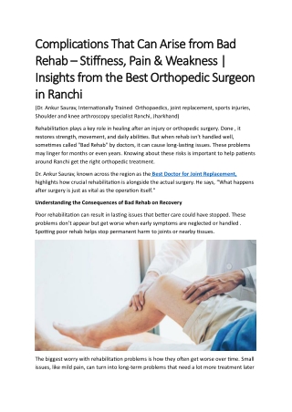 Complications That Can Arise from Bad Rehab