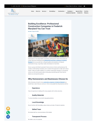 Building Excellence: Professional Construction Companies in Frederick Maryland