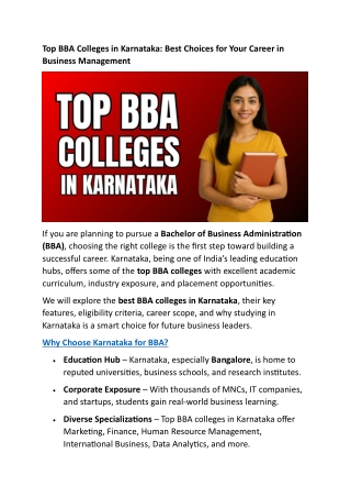Top BBA Colleges in Karnataka