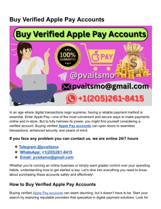 Best 5 Sites to Buy Verified Apple Pay Account