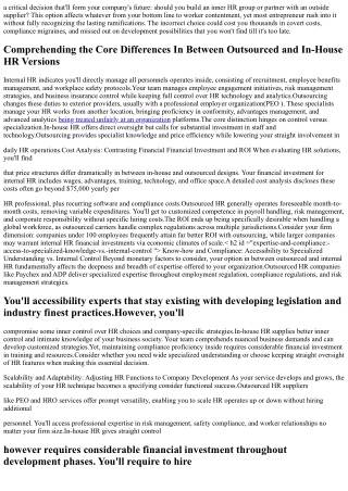 Outsourced HR vs. In-House HR: Which Is Right for Your Business?You're facing