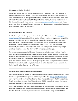 Why Mahagun Medalleo is the Talk of the Town A Story of My Dream Home