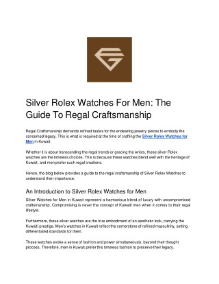 Silver Rolex Watches For Men_ The Guide To Regal Craftsmanship
