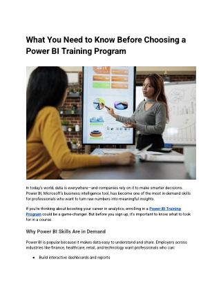 What You Need to Know Before Choosing a Power BI Training Program