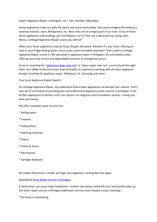 Expert Appliance Repair in Arlington, VA – Fast, Reliable, Affordable