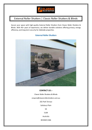 External Roller Shutters  Classic Roller Shutters & Blinds