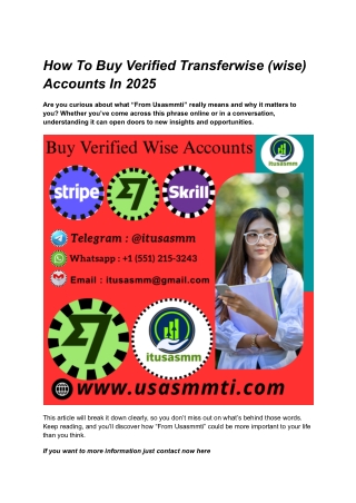 How To Buy Verified Transferwise (wise) Accounts In 2025