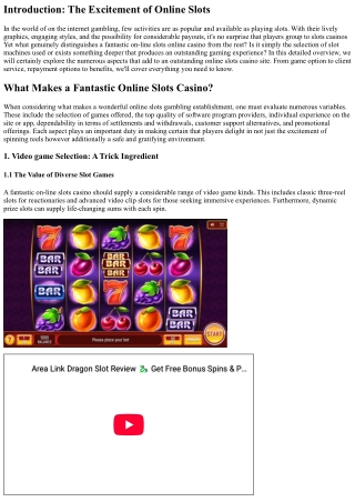 What Makes a Terrific Online Slot Machine Casino Site?