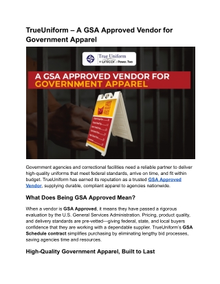 TrueUniform – A GSA Approved Vendor for Government Apparel