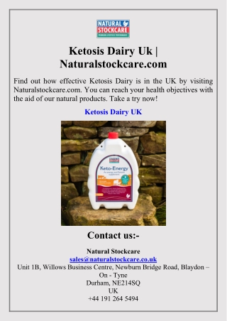 Ketosis Dairy Uk Naturalstockcare.com