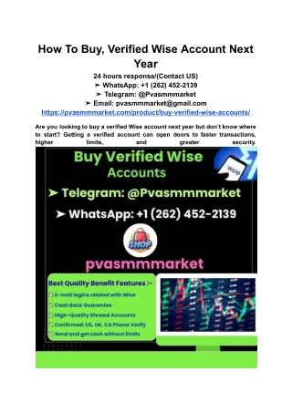 How To Buy, Verified Wise Account Next Year