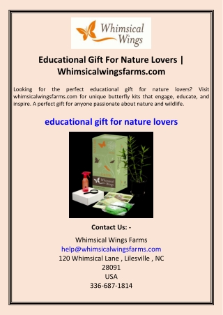 Educational Gift For Nature Lovers  Whimsicalwingsfarms.com