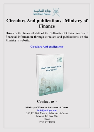 Circulars And publications  Ministry of Finance