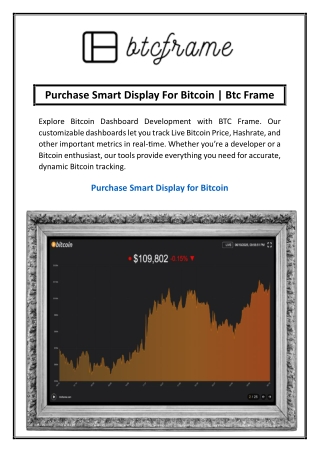 Purchase Smart Display For Bitcoin  Btc Frame