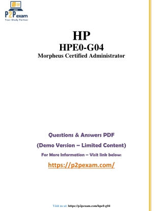 HPE0-G04 Exam PDF – Real Questions and Answers for HPE GreenLake Administrator