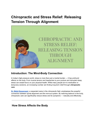 Unlocking Stress Relief Through Chiropractic Care