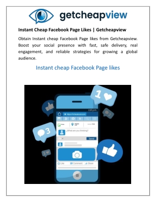 Instant Cheap Facebook Page Likes  Getcheapview