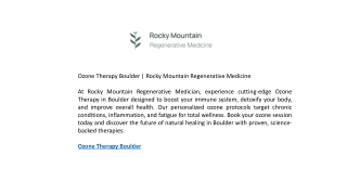 Ozone Therapy Boulder  Rocky Mountain Regenerative Medicine