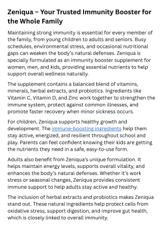 Zeniqua – Complete Immunity Support for Women, Men, and Kids