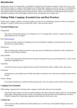 Fishing While Camping: Essential Gear and Best Practices