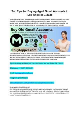 Top Tips for Buying Aged Gmail Accounts in Los Angeles